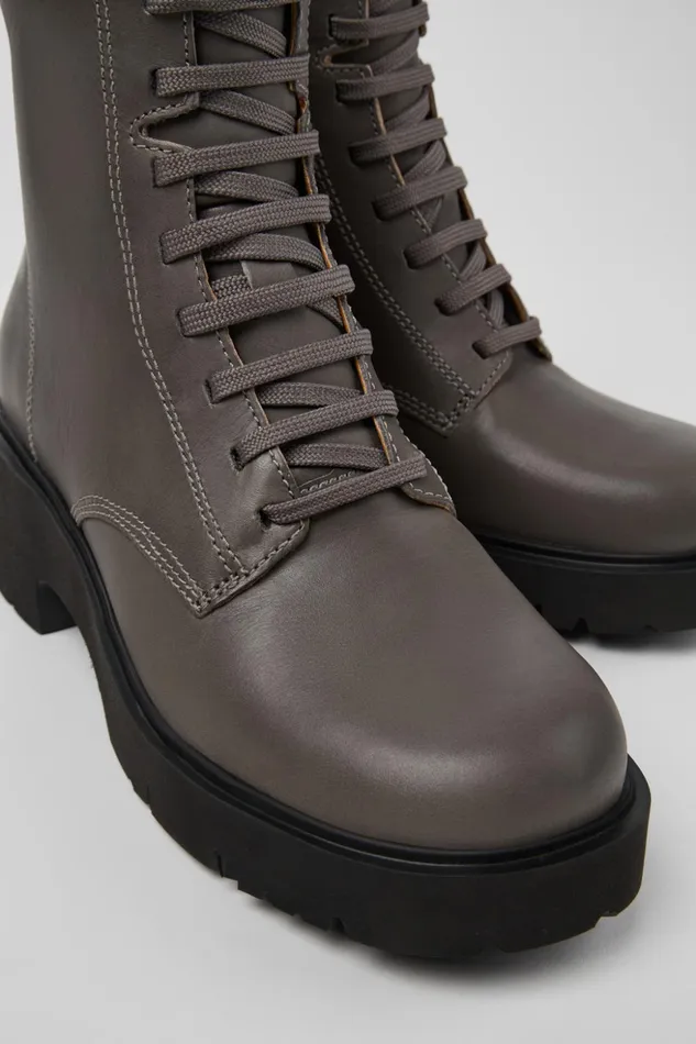 Women Milah Gray Laceup Boots Camper Ankle Boots