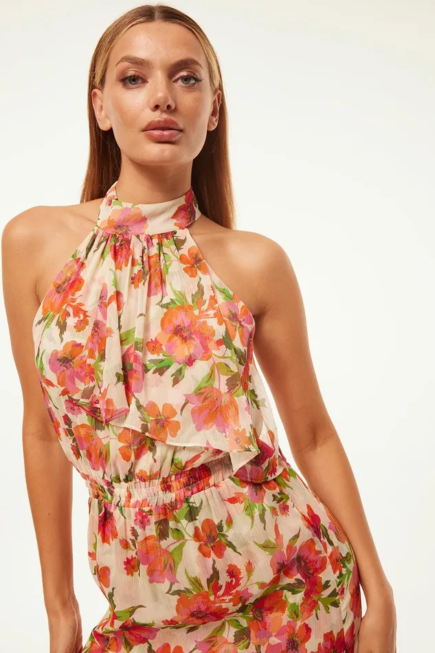 Women MISA Los Angeles Dresses ANEVA DRESS Palmarei Blooms Chiffon