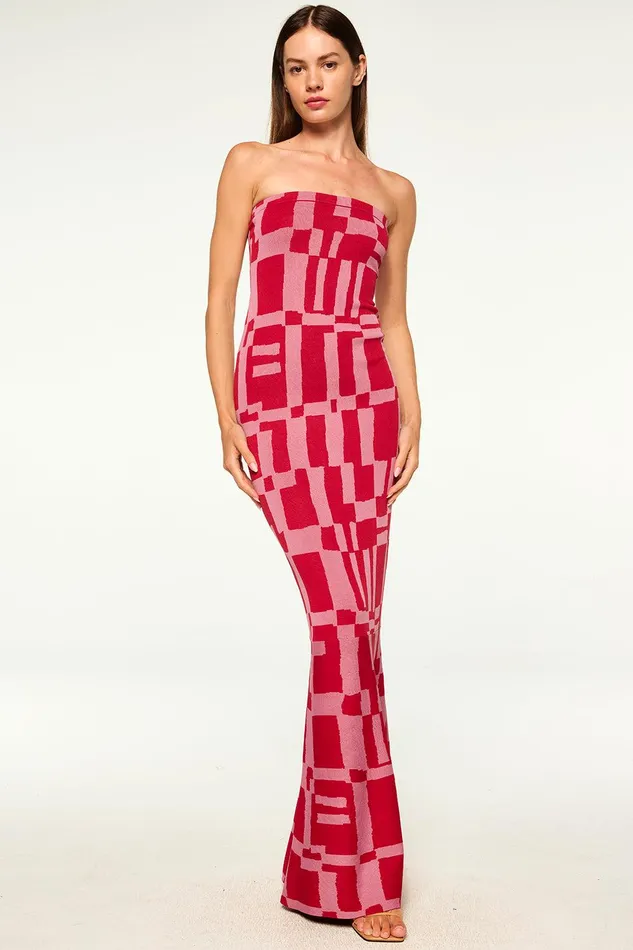 Women MISA Los Angeles Dresses CANDICE DRESS Pink and Red