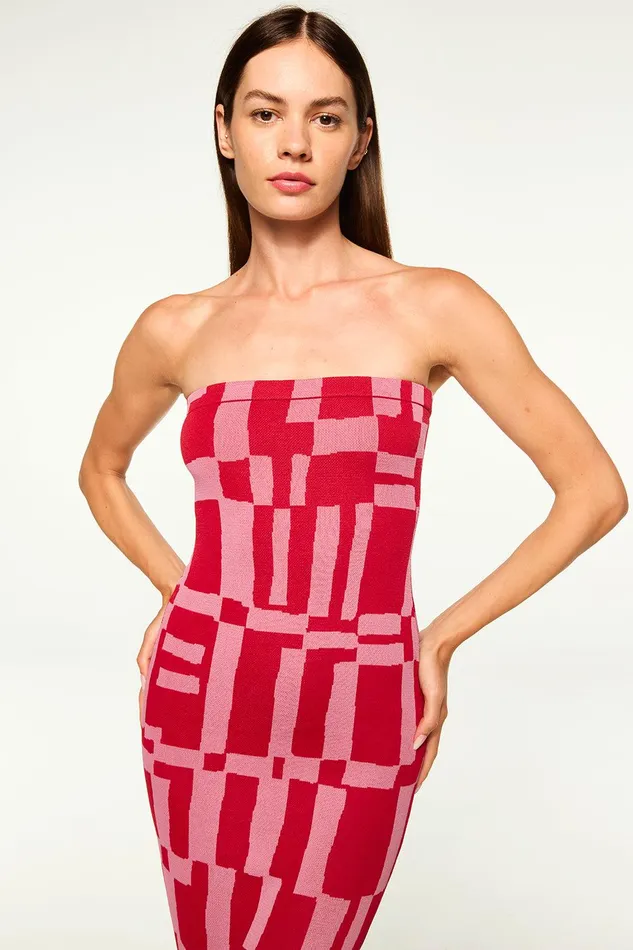 Women MISA Los Angeles Dresses CANDICE DRESS Pink and Red