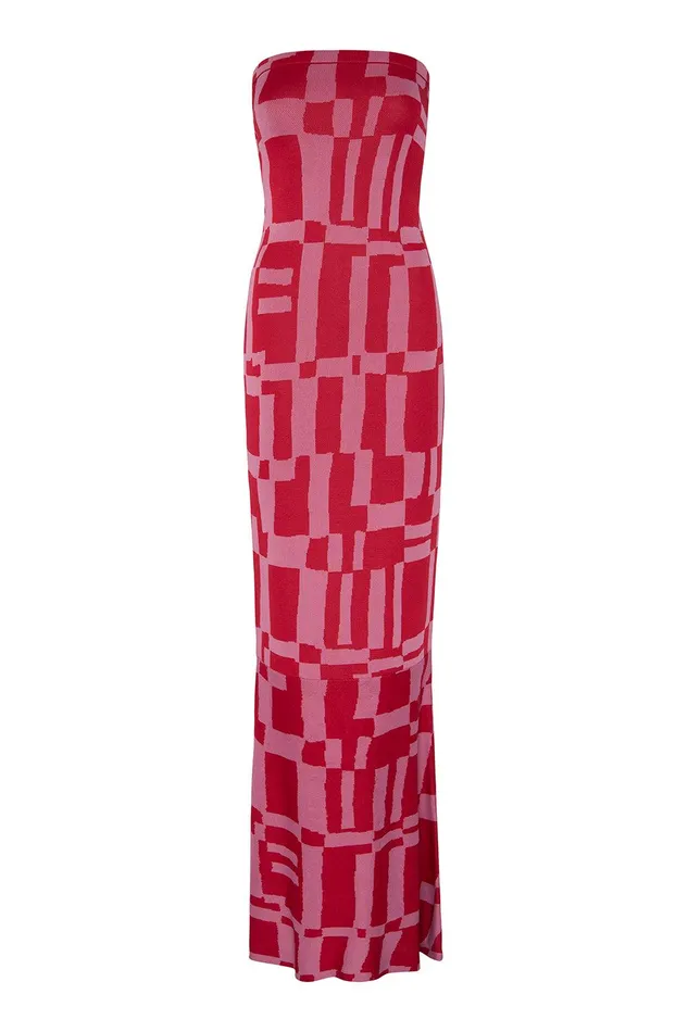 Women MISA Los Angeles Dresses CANDICE DRESS Pink and Red