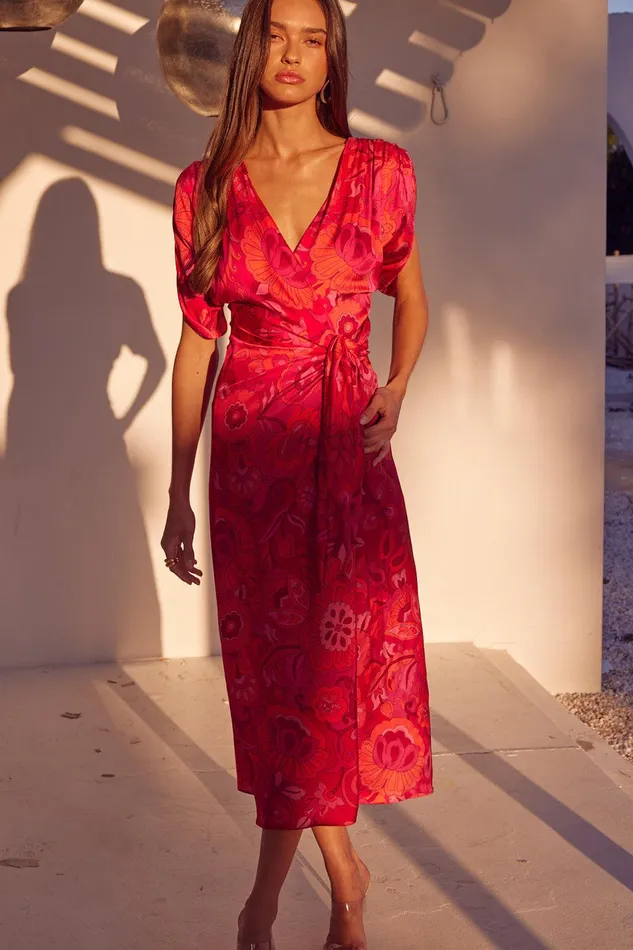 Women MISA Los Angeles Dresses FRANCESCA DRESS Flora Corsica Fuchsia