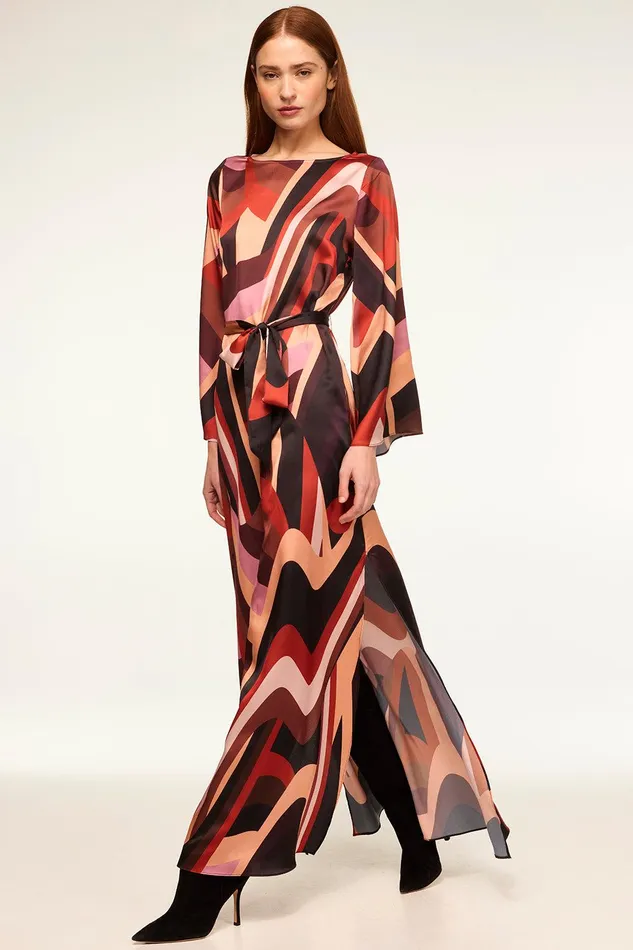 Women MISA Los Angeles Dresses LAURIE DRESS Canyon Stripe Satin