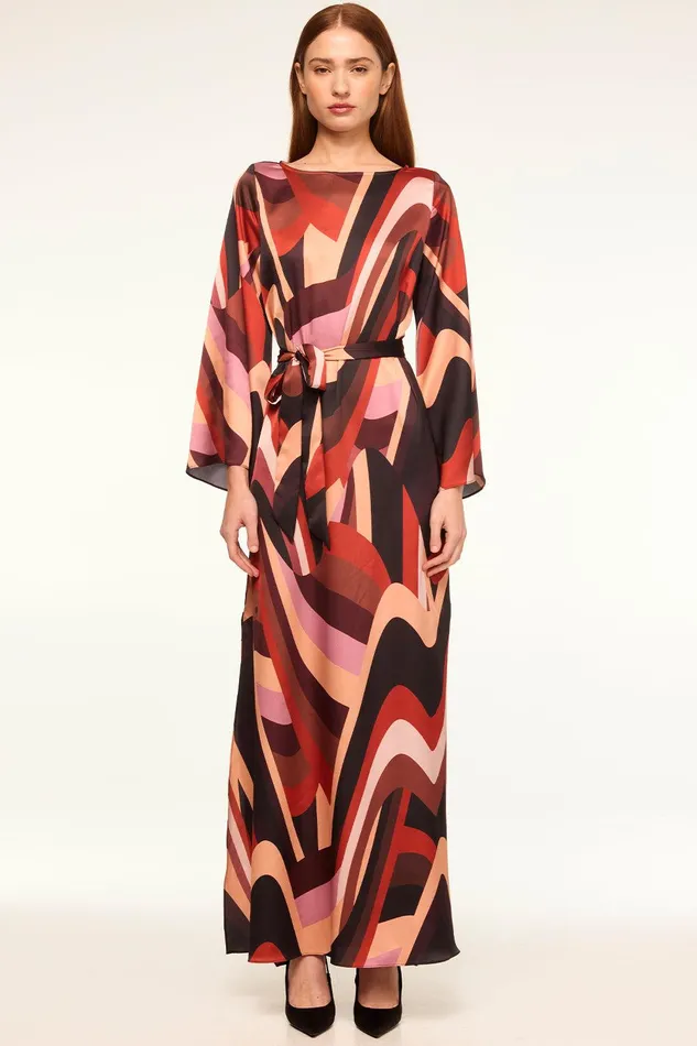 Women MISA Los Angeles Dresses LAURIE DRESS Canyon Stripe Satin