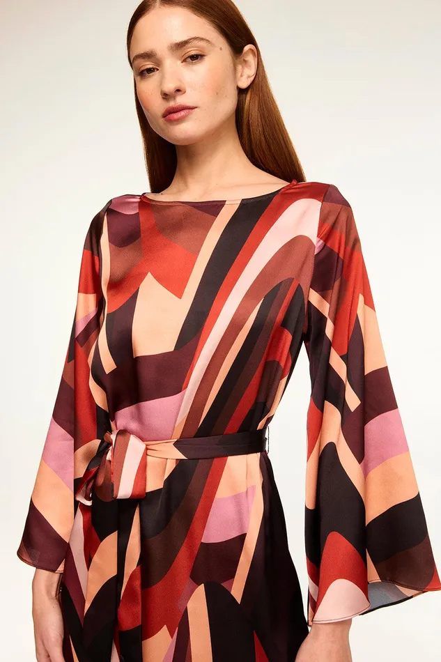 Women MISA Los Angeles Dresses LAURIE DRESS Canyon Stripe Satin