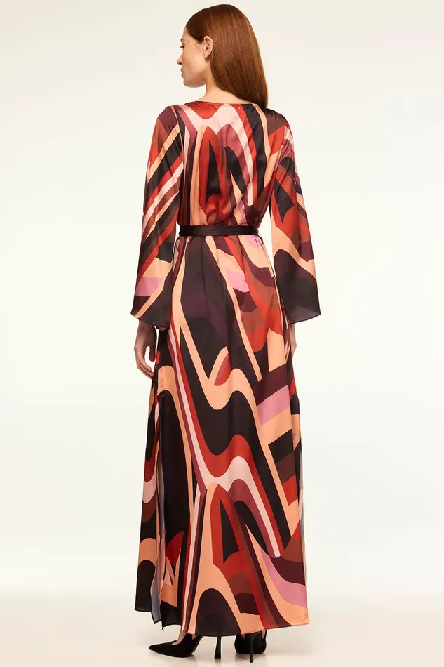 Women MISA Los Angeles Dresses LAURIE DRESS Canyon Stripe Satin
