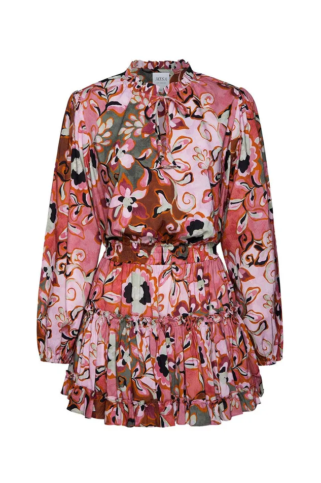 Women MISA Los Angeles Dresses LORENA DRESS Resort Batik Cotton Rayon