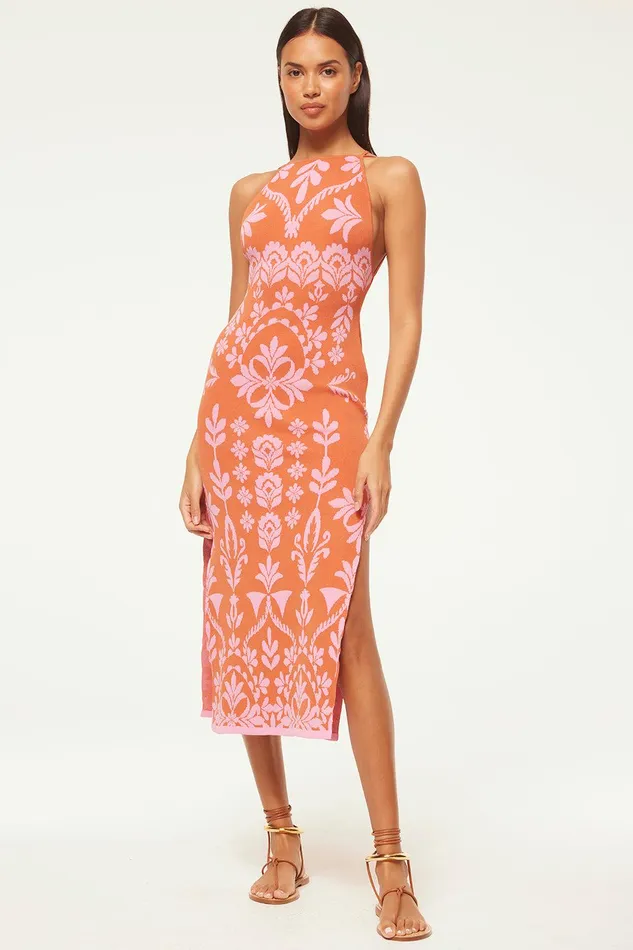 Women MISA Los Angeles Dresses MIRA DRESS Pink Flora Santiago