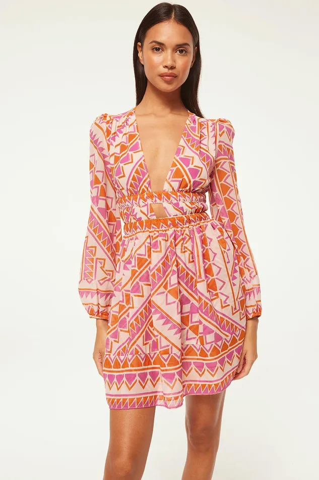 Women MISA Los Angeles Dresses RANA DRESS Aperol Geo