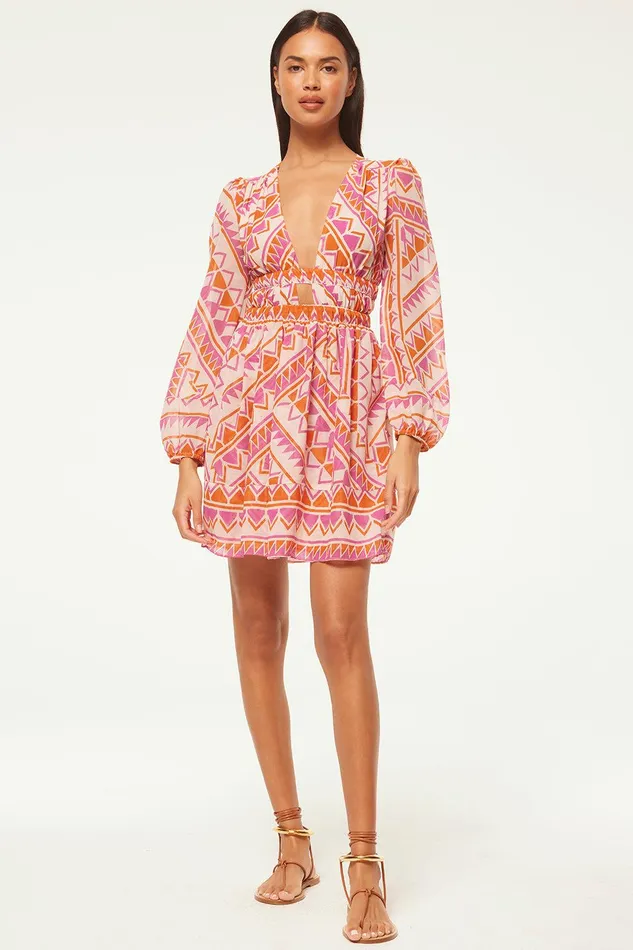 Women MISA Los Angeles Dresses RANA DRESS Aperol Geo