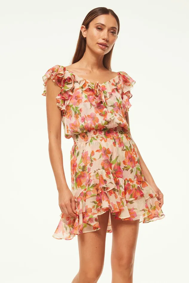 Women MISA Los Angeles Dresses SOLMAZ DRESS Palmarei Blooms Chiffon