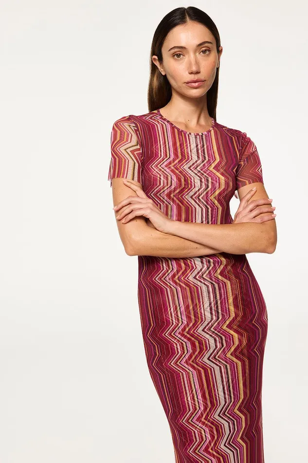 Women MISA Los Angeles Dresses VANESSA DRESS La Banda Crimson Mesh