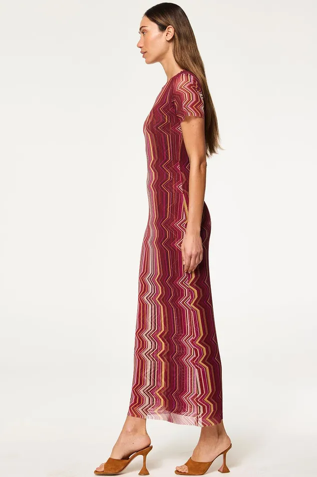 Women MISA Los Angeles Dresses VANESSA DRESS La Banda Crimson Mesh