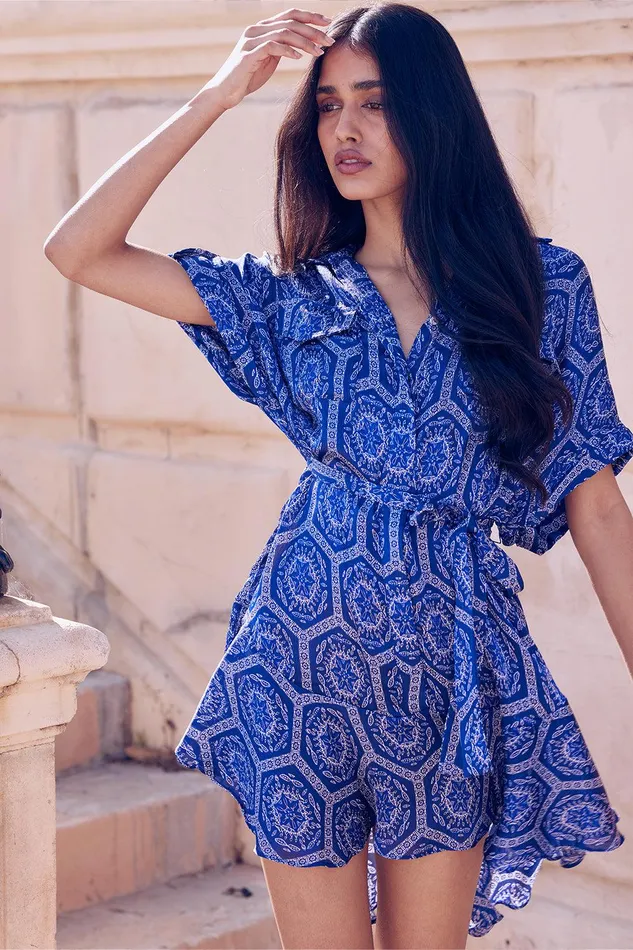Women MISA Los Angeles Dresses VIENNA DRESS Lapis Tile