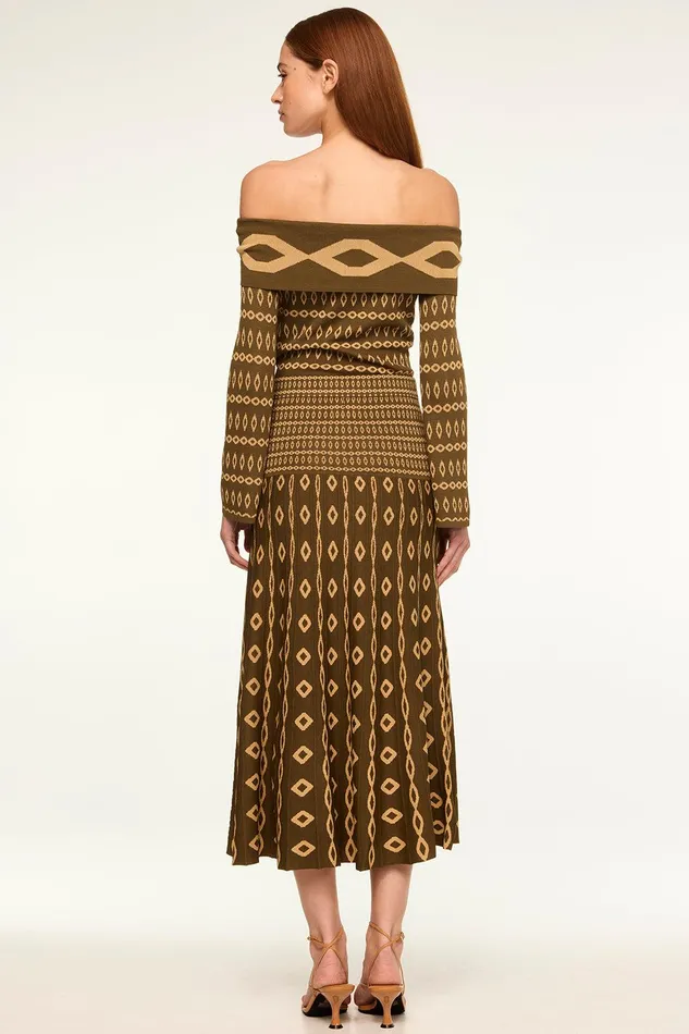 Women MISA Los Angeles Knits ALANI TOP Olive Geo Stripe