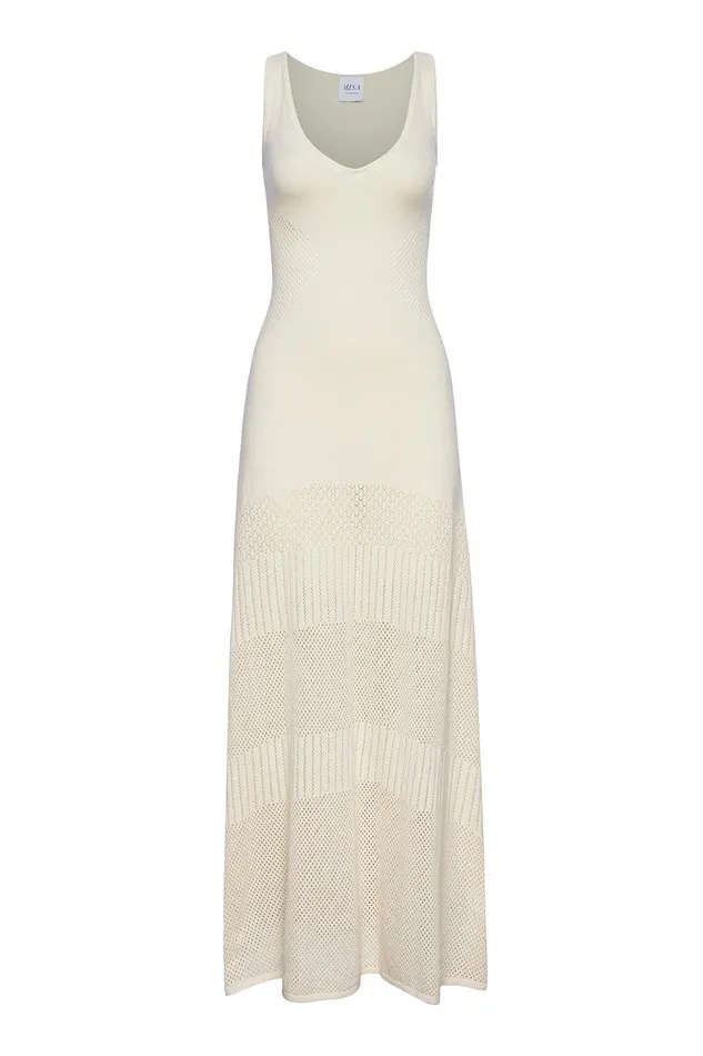 Women MISA Los Angeles Knits ALLISON DRESS Ivory