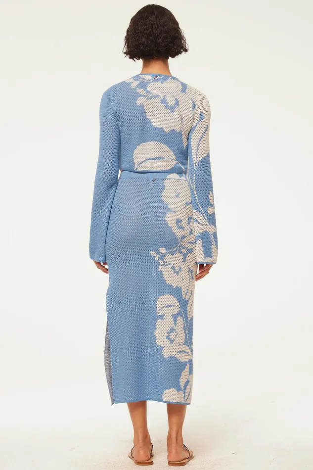 Women MISA Los Angeles Knits DARA SKIRT Blue Hibiscus Flora