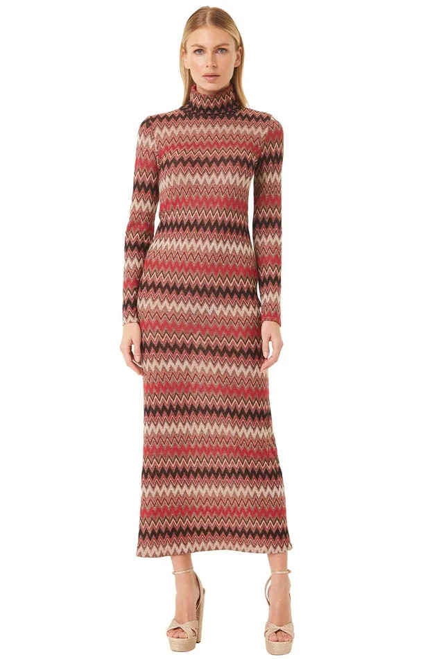 Women MISA Los Angeles Knits LIV DRESS Winter Chevron