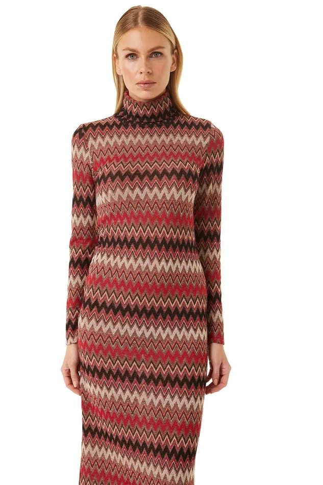 Women MISA Los Angeles Knits LIV DRESS Winter Chevron