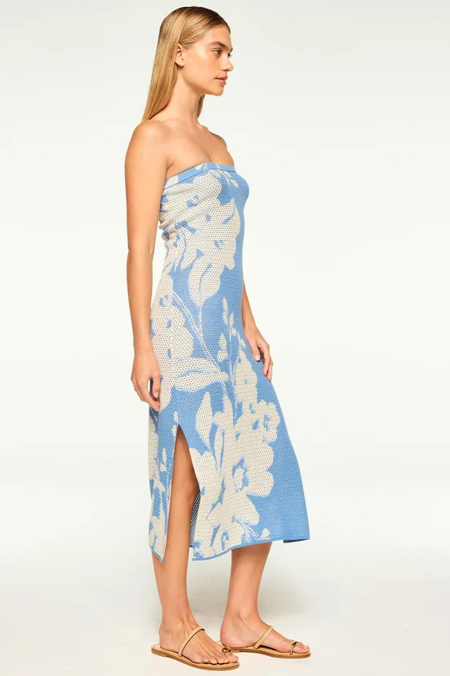 Women MISA Los Angeles Knits MATTI DRESS Pink Hibiscus Floral