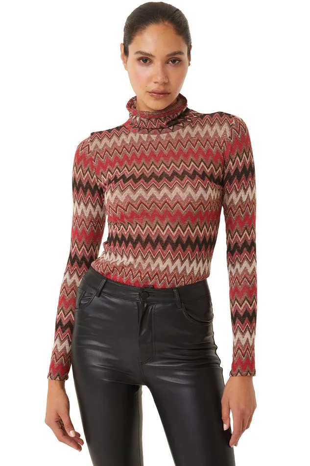 Women MISA Los Angeles Knits NADJA TOP Winter Chevron