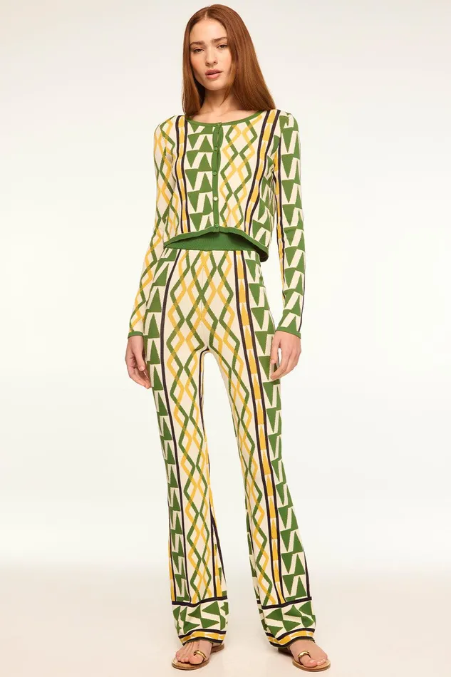 Women MISA Los Angeles Matching Sets BATISTA CARDIGAN Limoncello Geo Jacquard