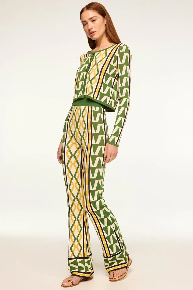 Women MISA Los Angeles Matching Sets BATISTA CARDIGAN Limoncello Geo Jacquard