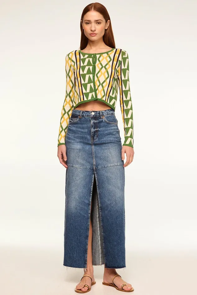 Women MISA Los Angeles Matching Sets BATISTA CARDIGAN Limoncello Geo Jacquard