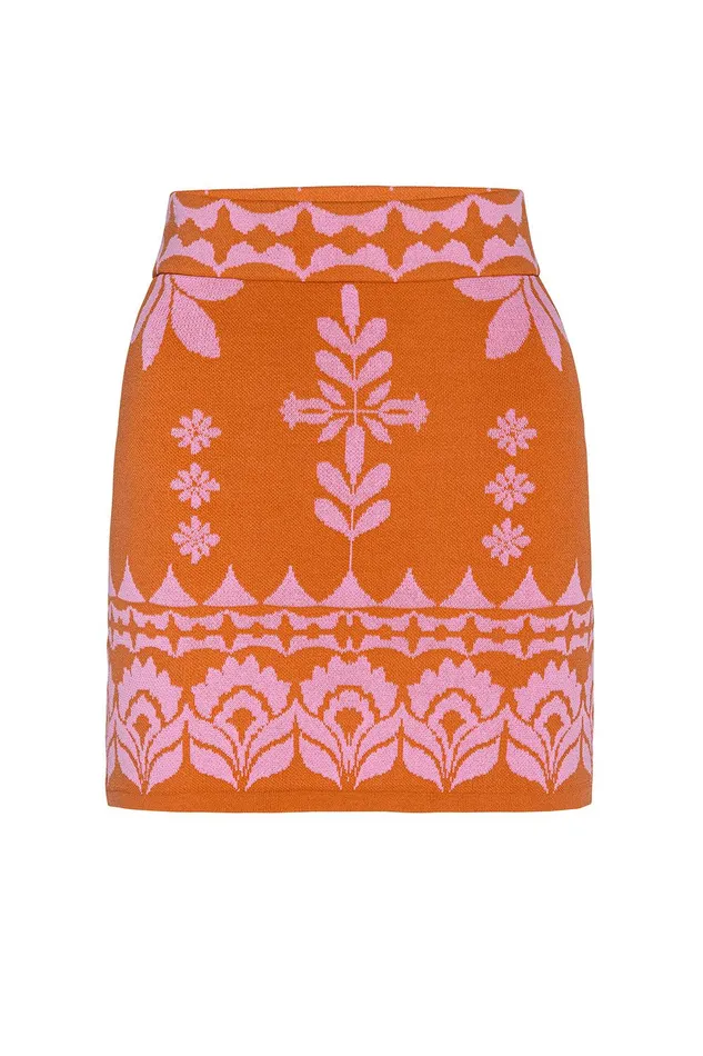 Women MISA Los Angeles Matching Sets LENI SKIRT Pink Flora Santiago