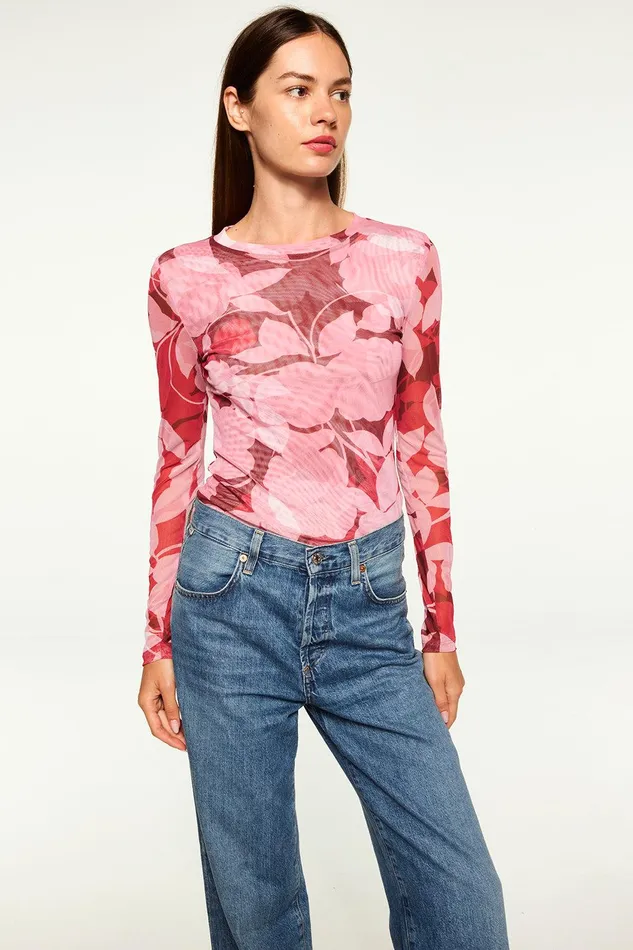 Women MISA Los Angeles Matching Sets LULA TOP Faded Rose Mesh