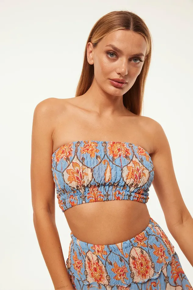 Women MISA Los Angeles Matching Sets ROKSANA BANDEAU Caged Floral