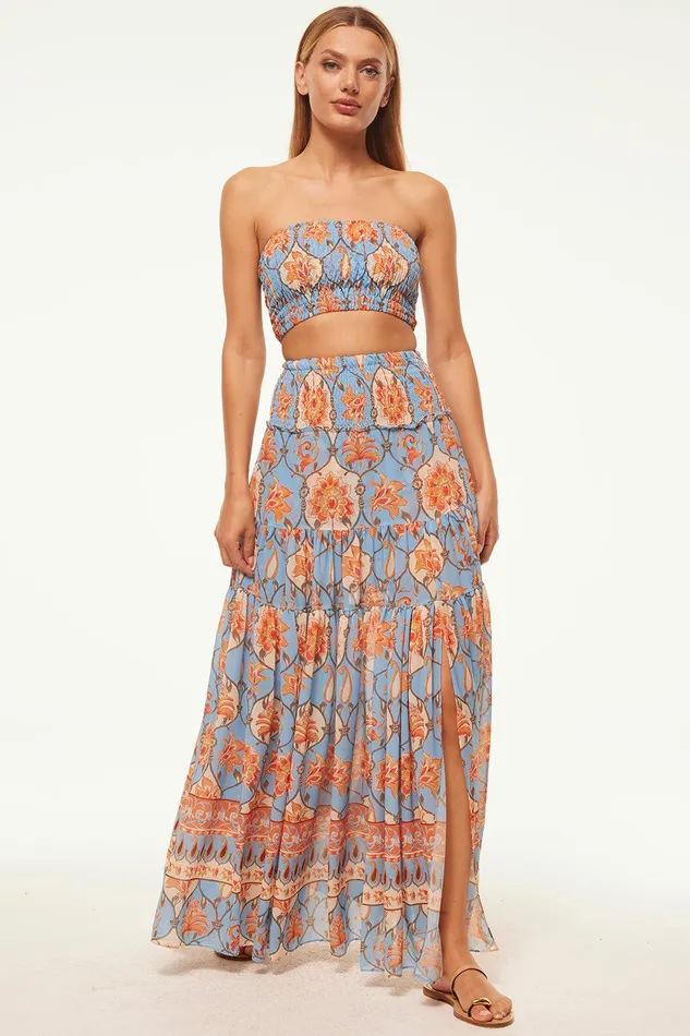 Women MISA Los Angeles Matching Sets ROKSANA BANDEAU Caged Floral