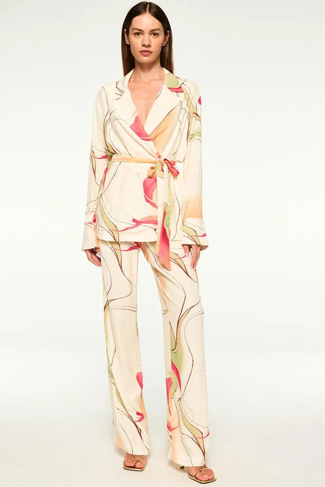 Women MISA Los Angeles Pants RITA PANT Divine Marble Crepe