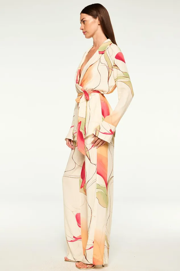 Women MISA Los Angeles Pants RITA PANT Divine Marble Crepe