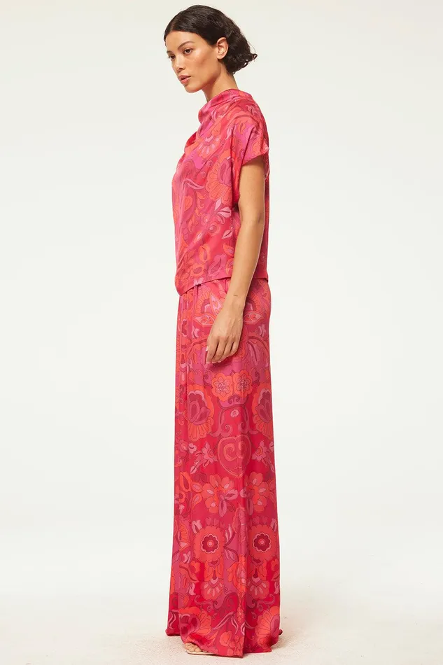 Women MISA Los Angeles Tops AISHA TOP Flora Corsica Fuchsia