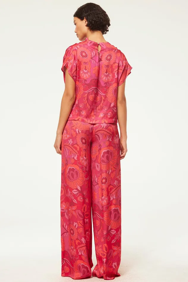 Women MISA Los Angeles Tops AISHA TOP Flora Corsica Fuchsia