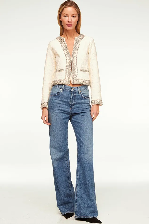Women MISA Los Angeles Tops CURTIS JACKET Ivory Tweed