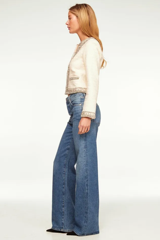 Women MISA Los Angeles Tops CURTIS JACKET Ivory Tweed