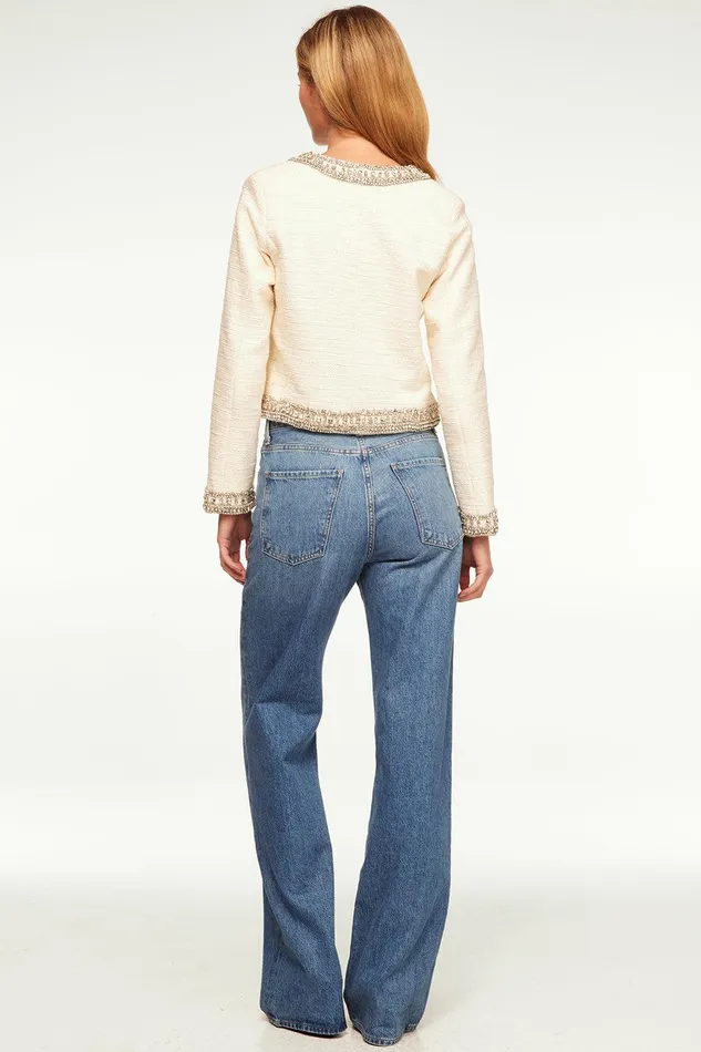 Women MISA Los Angeles Tops CURTIS JACKET Ivory Tweed