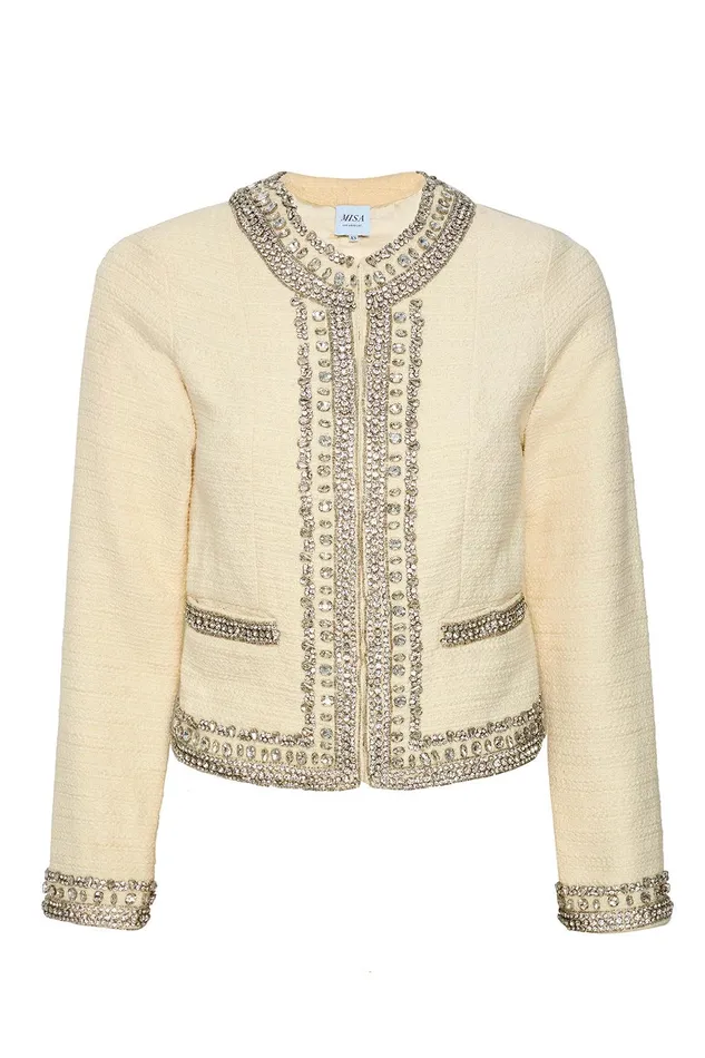 Women MISA Los Angeles Tops CURTIS JACKET Ivory Tweed