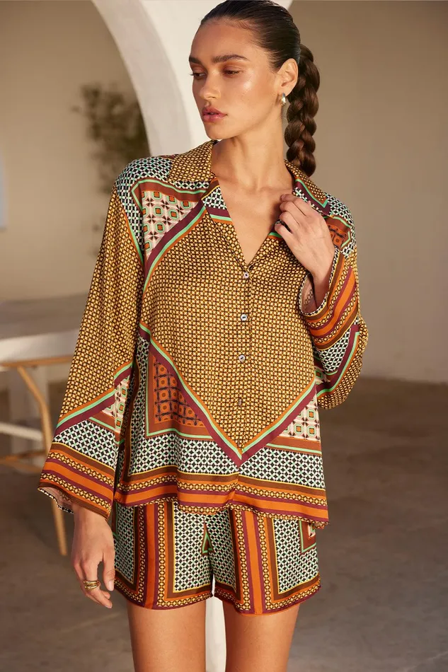 Women MISA Los Angeles Tops ISME TOP Positano Scarf