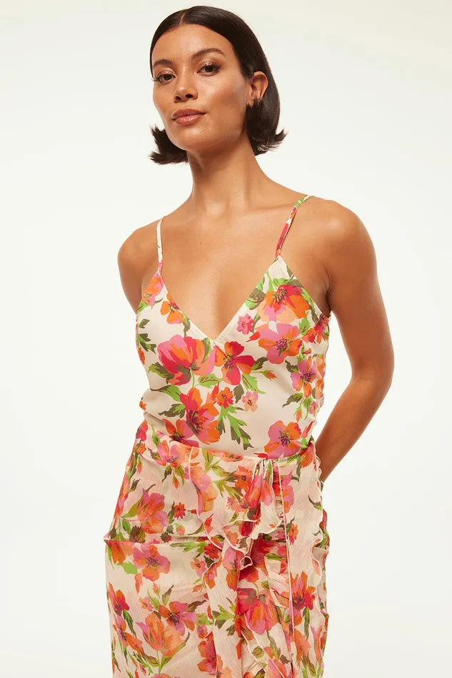 Women MISA Los Angeles Tops RENA TOP Palmarei Blooms Satin
