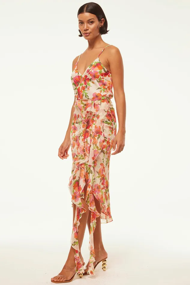 Women MISA Los Angeles Tops RENA TOP Palmarei Blooms Satin