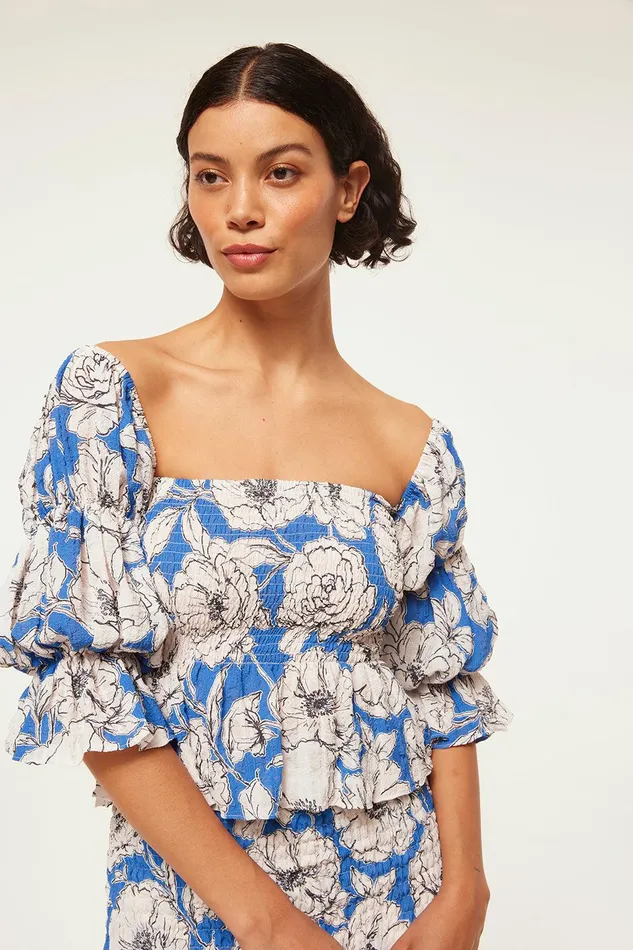 Women MISA Los Angeles Tops VIDA TOP Gardenia Crinkle