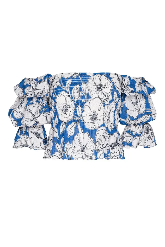 Women MISA Los Angeles Tops VIDA TOP Gardenia Crinkle