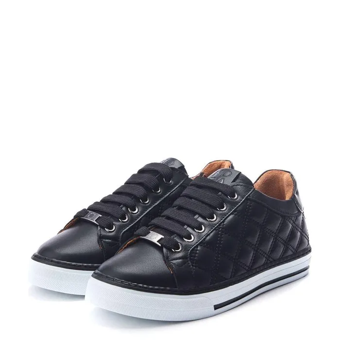 Women Moda In Pelle Casual Trainers Arzon Black Leather