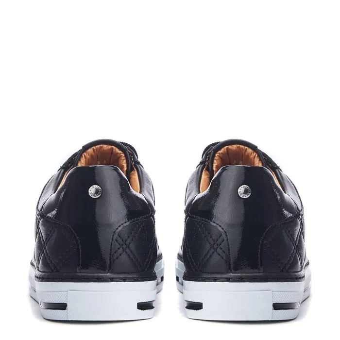 Women Moda In Pelle Casual Trainers Arzon Black Leather