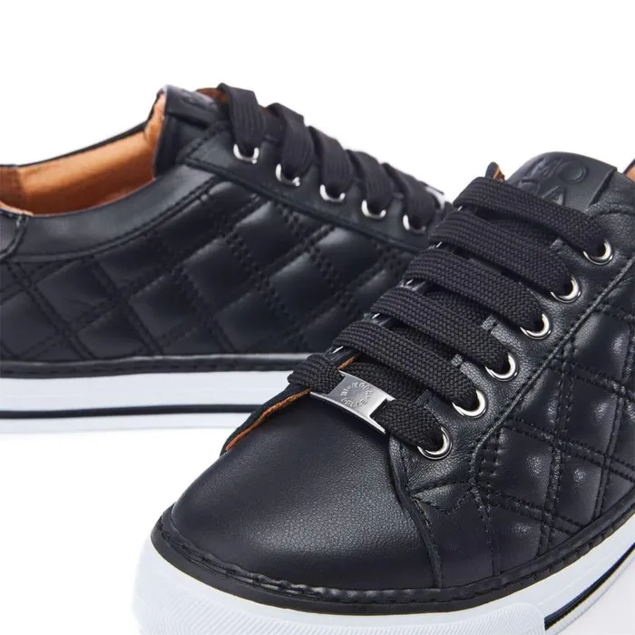 Women Moda In Pelle Casual Trainers Arzon Black Leather