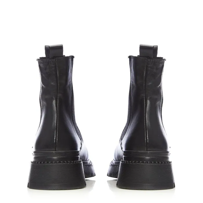 Women Moda In Pelle Chunky Boots Shoon Sh Anika Black Leather
