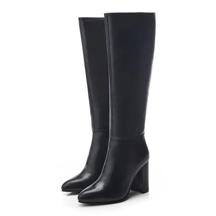 Women Moda In Pelle Knee High Boots Bsoleful BPepe Black Leather